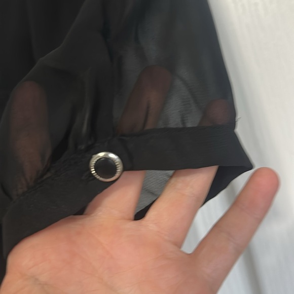 Derek Heart Black Asymmetrical Cut Out Blouse size large - Picture 2 of 11